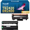 Yowell 1x toner TN2420,1x tamburo DR2400 compatibile con Brother TN2420 TN2410 Toner per Brother MFC-L2710DW MFC-L2710DN MFC-L2750DW MFC-L2730DW HL-L2350DW HL-L2310D DCP-L2530DW DCP-L2510D, nero