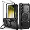 Lanhiem Cover per Samsung S23 Plus, 14FT Antiurto, 360° Supporto, Nero