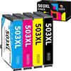Hookink 503XL Cartucce Compatibil per Cartucce Epson 503XL 503 XL per Expression Home XP-5200 XP-5205 Workforce WF-2960 WF-2965 (4-Pezzi, Nero Ciano Magenta Giallo)