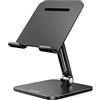 UGREEN Supporto Tablet Pieghevole da Tavolo, Porta Cellulare Scrivania per Pad con Doppie Angolo Alluminio Compatibile con iPad, Galaxy Tab e Altri da 12.9" Nero