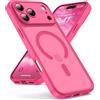 Oududianzi-Cover per iPhone 17 Pro Max Compatibile con MagSafe, Custodia Traslucida Posteriore PC Silicone TPU Bumper, Protezione Della Fotocamera, Cover Militare Antiurto Anti-Impronte-Rose Rosso