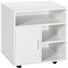 HOMCOM Mobile Porta Stampante con Ruote a Freno 60x50x65.5 cm Bianco