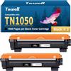 Yowell TN1050 TN-1050 Toner compatibile per Brother TN1050 TN 1050 per DCP-1510 DCP-1612W DCP-1610W DCP-1512 per MFC-1810 MFC-1810 per HL-1110 HL-1212W HL-1112 (nero, 2 -Pack)
