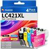 Hookink LC421XL LC-421XL Cartucce Compatibile per Brother LC421 LC-421XL Multipack LC421XLVAL per DCP-J1050DW MFC-J1010DW DCP-J1140DW Alta Capacità (4-Pezzi)