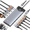 NOVOO Docking Station USB C Triple Display 15 in 1 Dual 4K@60Hz HDMI USB C Hub VGA Adattatore Gigabit Ethernet 100W PD,10Gbps USB A+C porte dati SD/TF Multiport Dock per MacBook HP Dell Lenovo Surface
