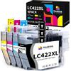 Hookink LC422XL LC-422 XL Cartucce Compatibili per Brother LC422XL LC422 XL LC-422XLVAL per Brother MFC-J5340DW MFC-J5345DW MFC-J5740DW MFC-J6540DW MFC-J6940DW (1Nero 1Ciano 1Magenta 1Giallo)