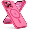 Oududianzi-Cover per iPhone 13 Pro Max Compatibile con MagSafe, Custodia Traslucida Posteriore PC Silicone TPU Bumper, Protezione Della Fotocamera, Cover Militare Antiurto Anti-Impronte-Rose Rosso
