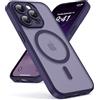 Oududianzi - Magnetica Cover per iPhone 15 Pro Magsafe Case, Viola Scura