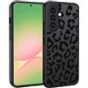 XTCASE Cover per Samsung Galaxy A56 5G, Custodia Aesthetic Leopardata Motivo Traslucida Opaca Posteriore Ultra Sottile Leggera Silicone TPU Morbido Antiurto Retro PC Rigido Antigraffio Case, Nero