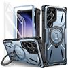 Lanhiem Cover per Samsung S23 Ultra, 14FT Antiurto, 360° Supporto, Blu