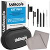 Udivita Kit Pulizia Apparecchi Acustici 9in1 Uditools - Set Accessori con Spazzole Scovolino Filo Ultra-Slim Magnete Estrai-Batterie e Custodia Rigida - Compatibile con Protesi BTE RIC ITE e Auricolari