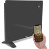 VONROC Riscaldatore elettrico di lusso | Stufa elettrica | Termoconvettore smart a pannello in vetro - 1500W - Grigio | Controllo manuale e Wifi