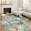 HUGEAR Verde Tappeto Salotto 160x230cm Camera Da Pranzo Antiscivolo Tappeti Lavabile In Lavatrice Carpet Moderno Motivo Floreale Esterno Pelo Corto Misure Grandi Cameretta Sala Rug