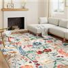 HUGEAR Beige Tappeto Salotto 160x230cm Camera Da Pranzo Antiscivolo Tappeti Lavabile In Lavatrice Carpet Moderno Motivo Floreale Esterno Pelo Corto Misure Grandi Cameretta Sala Rug