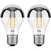 ledscom.de 2x lampadina LED E27, A60, bianco (3900 K), 6,6 W, 646lm, specchio frontale (argento)