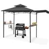 tectake® Gazebo per Barbecue 316 x 150 x 250 cm, Gazebo Esterno Resistente alle intemperie, Telo Impermeabile Protezione UV, Doppio Tetto Antivento, 2 Ripiani, Apribottiglie Integrato - Antracite