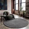 Paco Home Tappeto Soggiorno Camera da letto a pelo alto Morbido Uni 3D Look Facile da curare Design moderno Antracite, Dimensione:Ø 120 cm tondo