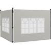 Outsunny Set 2 Pareti Laterali per Gazebo 3x3 m e 3x6 m, Teli per Gazebo con Finestre in PE e Plastica, Bianco