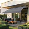 pro.tec Tenda da Sole a Muro con Pali di Supporto Telescopici Installazione Senza Fori Tettuccio Parasole a Manovella e Bracci Tela 200 x 120 cm (LxP) Grigio Medio