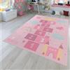 TT Home Tappeto Stanza Bambini Auto Bambini Motivo Con Animale Antiscivolo, Colore:Rosa, Dimensione:100x200 cm