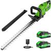 WORFCI Tagliasiepi senza fili da 20 pollici (include 2 batterie e caricabatterie), tagliasiepi elettrico portatile, manico girevole a 180°, tagliasiepi per erba, leggero e compatto, verde