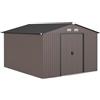Outsunny Casetta da Giardino 8.3m² Acciaio Kit Fondazione Marrone
