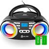 KLIM Boombox B3 Radio con Lettore CD e USB - Radio FM, CD, MP3, AUX - Batteria Ricaricabile - Cassa Bluetooth 4.2 - Modalità con cavo e wireless - Lente migliorata - EQ Digitale [NUOVO]