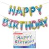 Pup Go Palloncini sfumati con scritta "Happy Birthday" Banner, palloncini lettera in foil da 40,6 cm con nastro arricciato e cannuccia, per bambini e adulti, decorazione per il compleanno e forniture