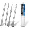 Nucraft Set di 4 Scalpelli in Acciaio SDS Plus, Largo, Piatto, Appuntito, in Acciaio Super Temprato