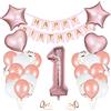 Vicloon Compleanno Decorazione, Compleanno 1 Anno, Oro Rosa Feste Decorazioni Kit Palloncini Buon Banner Palloncini per Il del