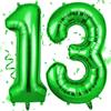 OFFCUP Helium Balloons, 40 Inches Number Balloons 13, Foil Birthday Balloon for Birthday Wedding Party Decorations Celebration Supplies (Green)