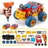 Pup Go Auto 3-in-1 Smontabile per Ragazzi di 3 4 5 6 7 8 Anni, Pensierini Natale per Bambini, 46 Pezzi con Trapano Elettrico, Giocattolo Camion da Costruzione, Costruisci la Tua Auto (Rosso)