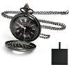 Vicloon logio da Tasca, Orologio da Taschino Vintage con Numeri Romani, Orologio al Quarzo da Tasca con Catena, Collana di Orologio da Taschino per Uomo Donna Regalo di Festa del Papà (Nero)