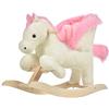 HOMCOM Cavallo a Dondolo con Suoni per Bambini 70x28x57cm Bianco e Rosa