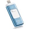 ROSPE Chiavetta USB 256GB per iPhone MFi, 3 Connettori USB 3.0, Blu