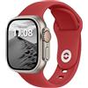 DONEGANI ELETTRONEO SB Cinturino per Apple Watch Ultra 3 2 49mm, Serie 11 10 46mm, 9 8 7 45mm 41mm, SE 6 5 4 44mm 40mm, 3 2 1 42mm 38mm Donna Uomo Band Bracciale Sport Silicone, Rosso Natale