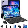 ZIOVO Tablet 10 Pollici Android 15,30GB RAM+128GB ROM(TF 1TB),5G WiFi Tablets,Octa-Core 2.0 GHz/Gemini AI/Widevine L1/8000 mAh/Bluetooth 5.0/GPS/Face ID/2 in 1 Tablet con Tastiera e Mouse-Viola