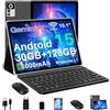 ZIOVO Tablet 10 Pollici Android 15,30GB RAM+128GB ROM(TF 1TB),5G WiFi Tablets,Octa-Core 2.0 GHz/Gemini AI/Widevine L1/8000 mAh/Bluetooth 5.0/GPS/Face ID/2 in 1 Tablet con Tastiera e Mouse-Nero