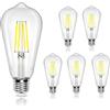 Aigostar Filamento Lampadine Led E27 Luce Fredda 6500K,8W Equivalenti a 69W,950Lm,ST64 Stile Vintage, Non Dimmerabile, Pacco da 5 Pezzi