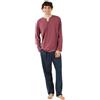 TRAMAS+ Pigiama da Uomo con Bottoni, Maniche Lunghe e Pantaloni Lunghi, per Tutte Le Stagioni, Set di Abbigliamento da Dormire - XL, Bordeaux