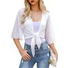 Wayleb Donna Cardigan Estivo Coprispalle Elegante Manica Lunga Leggero Aperto sul Davanti Casual Tinta Unita Bianca