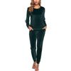 Wayleb Pigiama Donna Invernale Velluto Due Pezzi Manica Lunga | Velluto Morbido e Caldo, Girocollo, Manica Lunga, Due Pezzi, Pantaloni Elastici con Tasche, Autunno Inverno, Casa e Relax