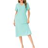 Wikoan Abiti Lunghi da Donna Camicie da Notte con Scollo a V Colori Solidi Abiti Lunghi a Maniche Corte con Tasche,S-XXL