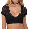 KBRPEY Camicia Donna in Pizzo Nero Dirndl Camicetta Chic ed Elegante Camicetta Oktoberfest Sexy Scollo a V Ideale per l'Oktoberfest Il Carnevale la Festa