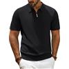PJ PAUL JONES Polo da uomo a maniche corte con cerniera a 1/4, polo da golf, maglietta casual, Nero , XL