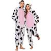Ekouaer Tuta Intera con Cerniera e Cappuccio, Divertente Pigiama in Pile per Carnevale, Halloween, Cosplay (Uomo, Donna, Unisex), Mucca, S