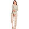 TRAMAS+ Pigiama Donna 100% Cotone, Pigiama Lungo Donna, Completo Maglia Maniche Lunghe e Pantaloni Lunghi con Vita Regolabile - M, Tebas Verde Cacería