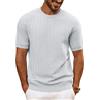 PJ PAUL JONES Maglietta da uomo girocollo lavorata a maglia, maglietta casual a maniche corte, Grigio chiaro, L