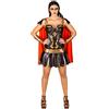 dressforfun Costume da donna - Gladiatrice sexy | Mini-abito super sexy | Gonnellino a strisce in tipico look guerriero | Bracciali da guerriera