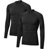 DANISH ENDURANCE Maglia Compressione Uomo, Quick-Dry, Pacco da 2 | Maglia a compressione maniche lunghe, traspirante e quick-dry con cuciture piatte, per palestra, corsa e pesistica
